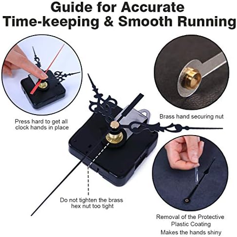 EMOON 2-Piece Wall Clock Movement Kit with 4 Replacement Hands