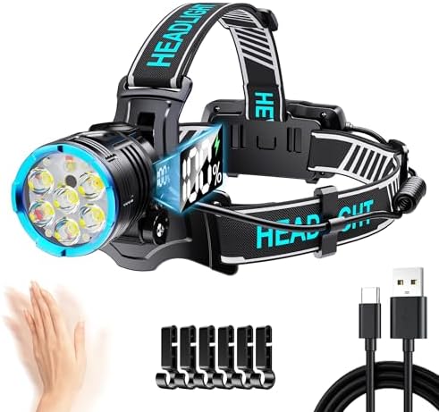 XILUO 300000 LM Red Headlamp - Rechargeable 90 Adjustable with 7 Modes