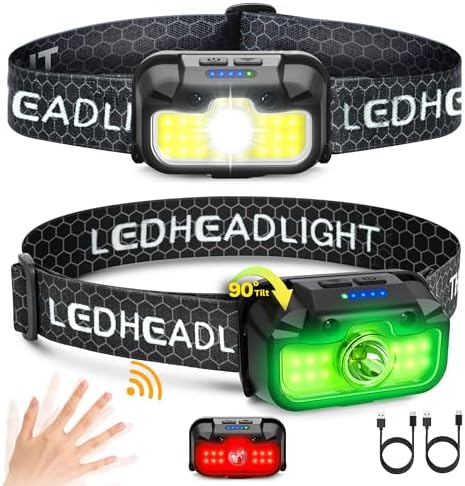 Favorlite Rechargeable LED Headlamp for Camping - 1300 Lumen Waterproof 14 Modes