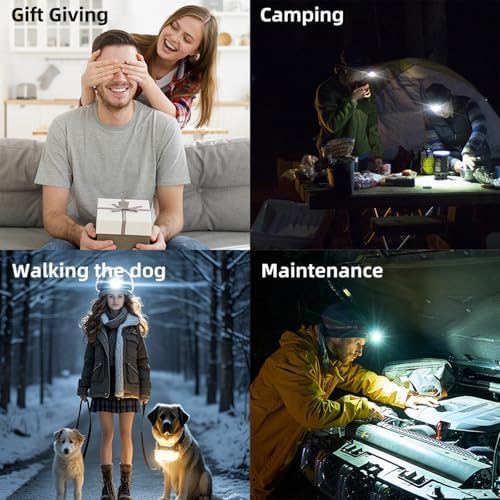 Hilngav Multi-Mode Rechargeable LED Headlamp with 3-Pack for Camping