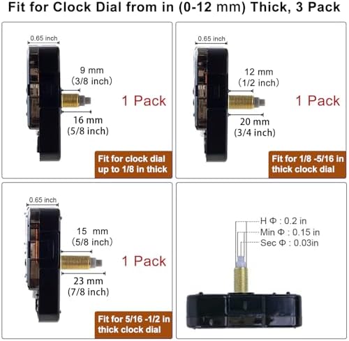 EMOON 3-Piece Silent Clock Mechanism Kit