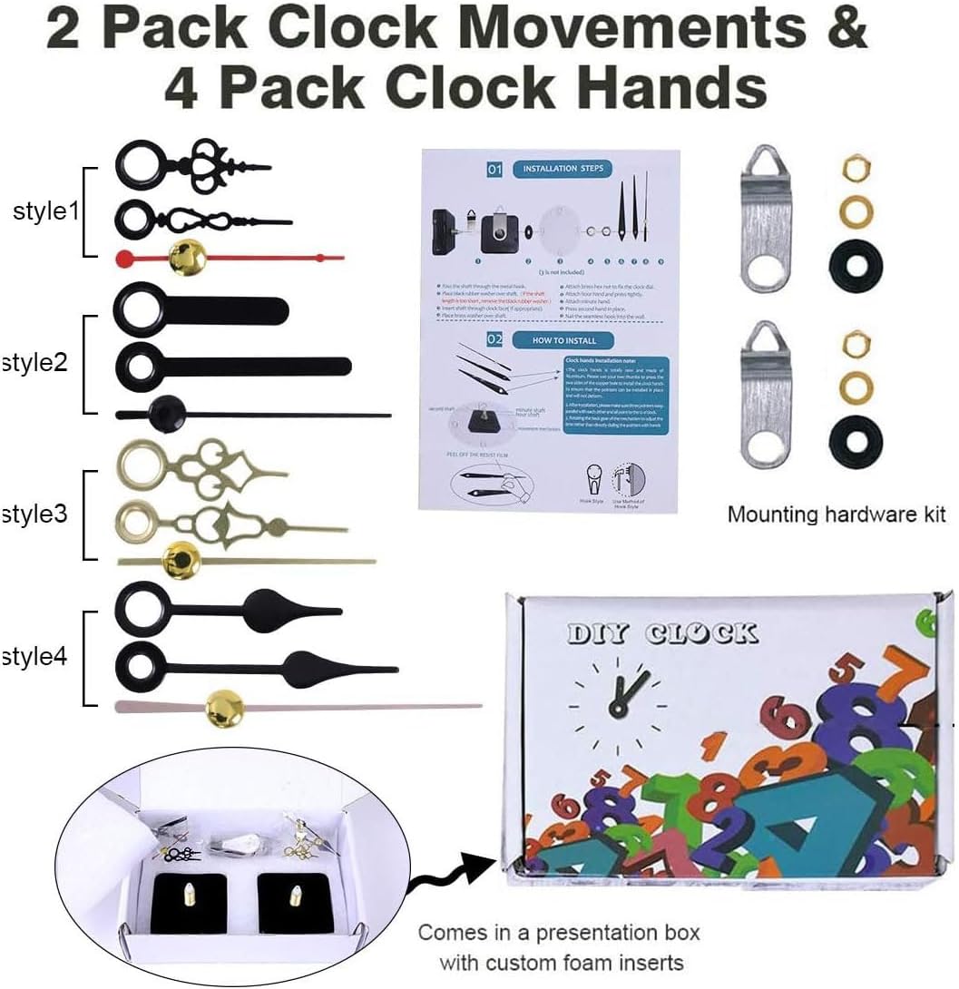 EMOON 2-Piece Clock Movement Mechanism Kit DIY and Repair Made Easy