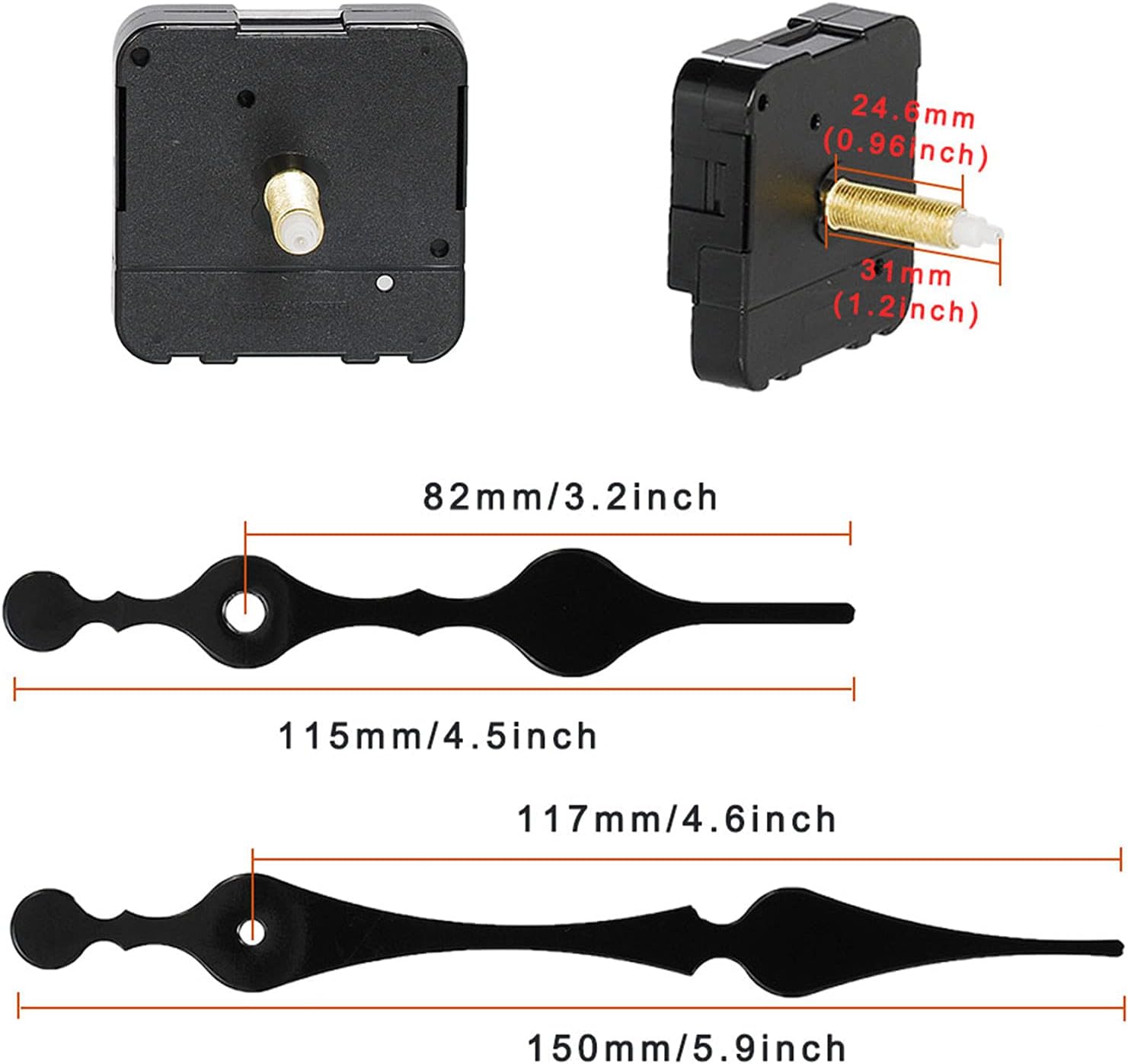 Long Shaft Clock Movement Kit for Wall Clocks