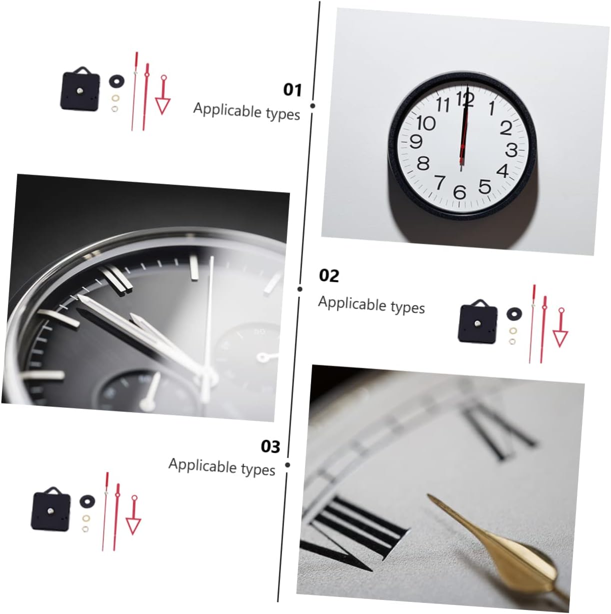 Veemoon Red Clock Hands and Mechanism Kit for DIY Repair