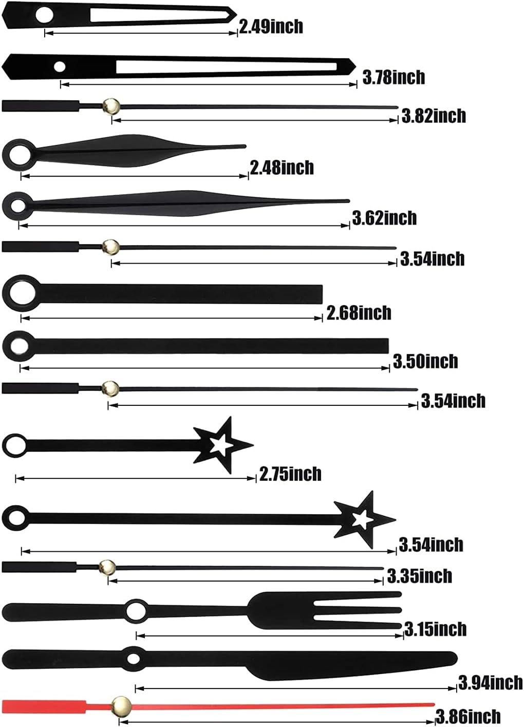 Creative DIY Clock Parts Black Clock Hands with Precision Movement