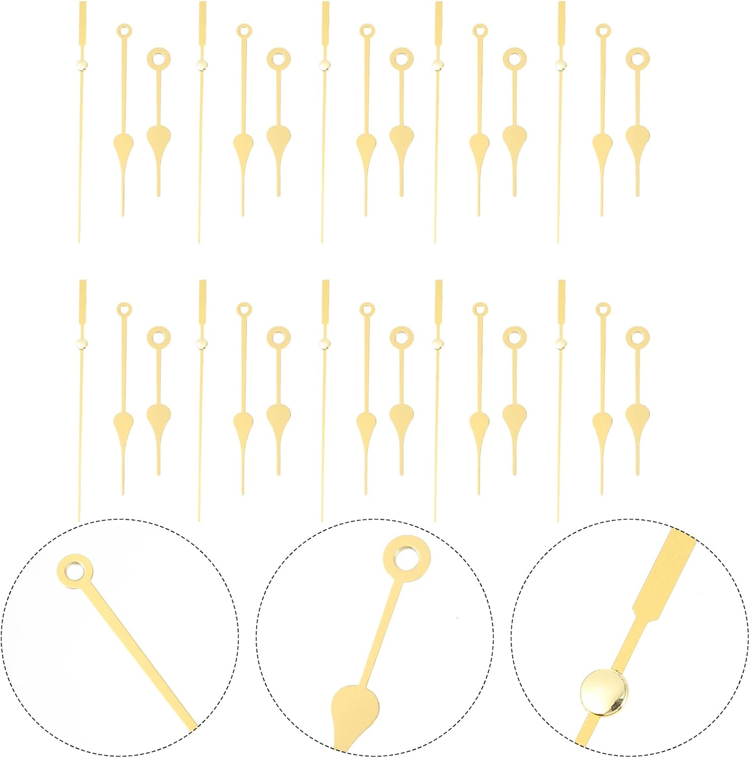 Hemobllo Clock Hands Kit - 10 Aluminum Gold Wall Clock Replacement Accessories Golden
