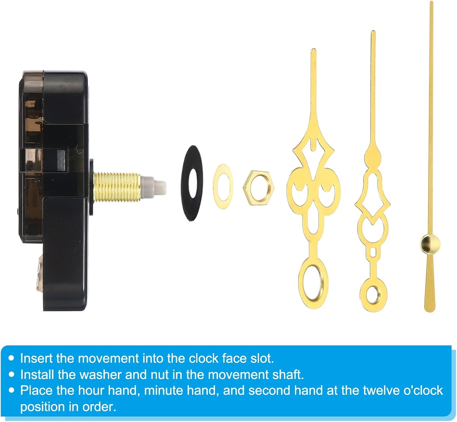 PrecisionMP10 Replacement Clock Mechanism 2-Pack Long Shaft Battery-Free Quiet Accurate
