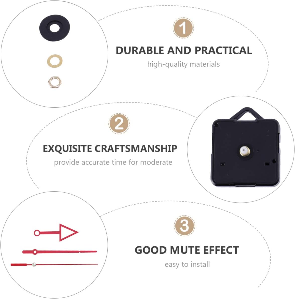 EXCEART Wall Clock Movement Kit