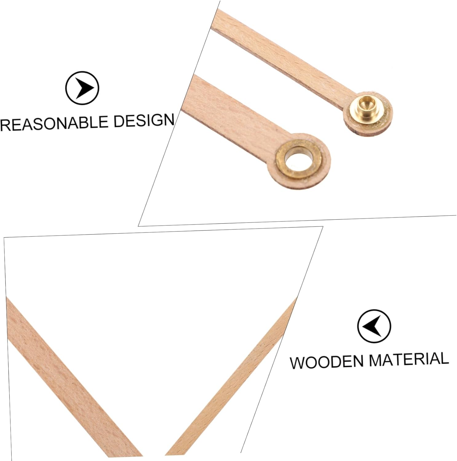 Durable Wooden Clock Pointer Kit - Set of 3 with Silent Mute Hands
