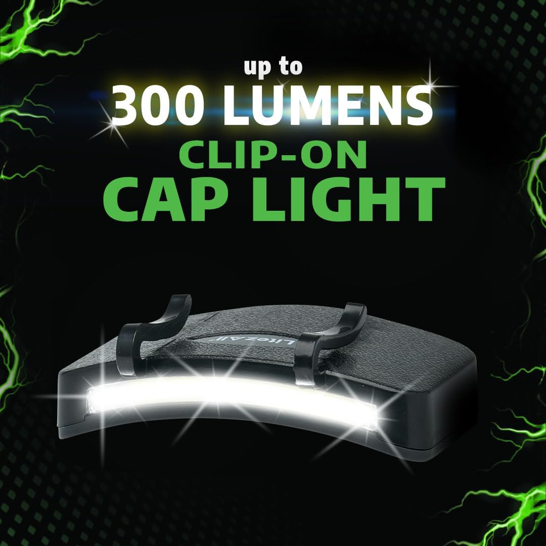 LitezAll Adjustable LED Cap Light 300 Lumens Battery-Powered Weather-Resistant
