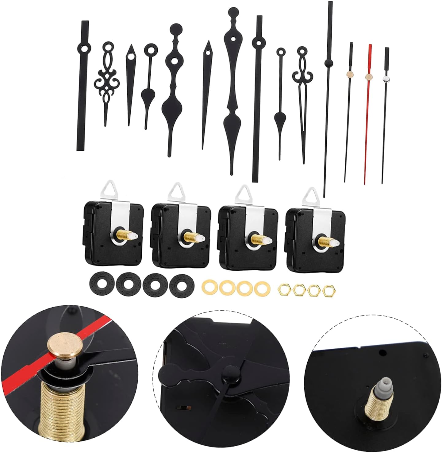 DOITOOL 4-Set Long Shaft Quartix Clock Mechanisms