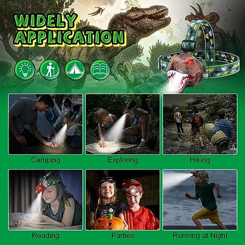 Safe Fun Durable Dinosaur Headlamp for Kids