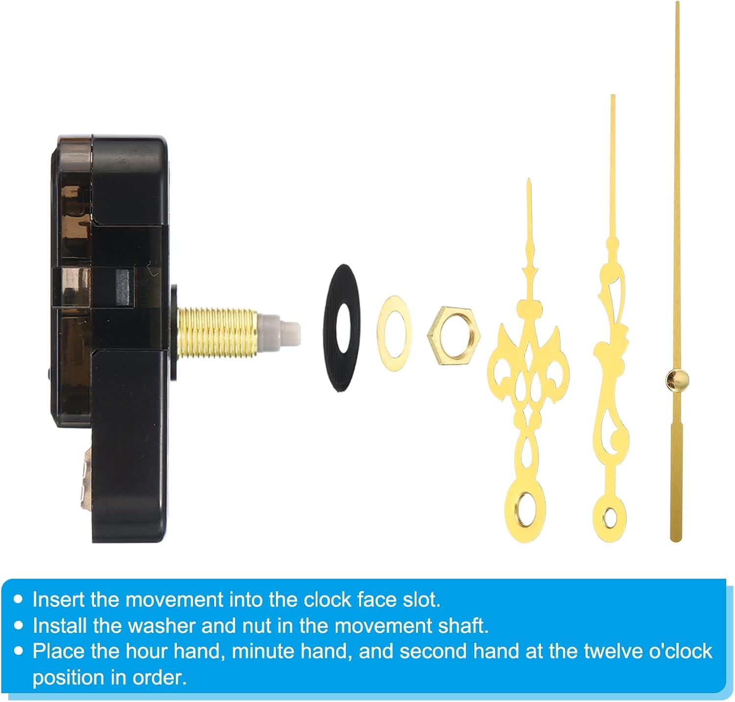 PATIKIL 2 Pc Quiet Battery Operated Wall Clock Movement Kit