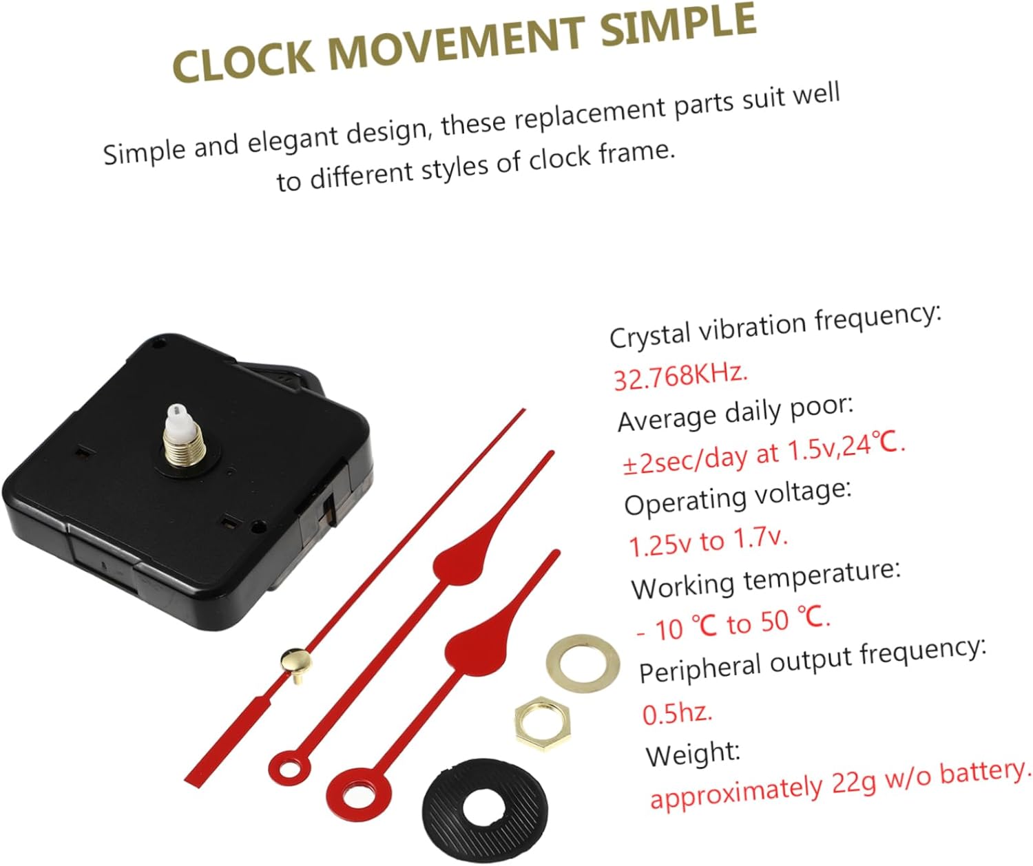 Red Silent Scanning Quartz Clock Movement Set
