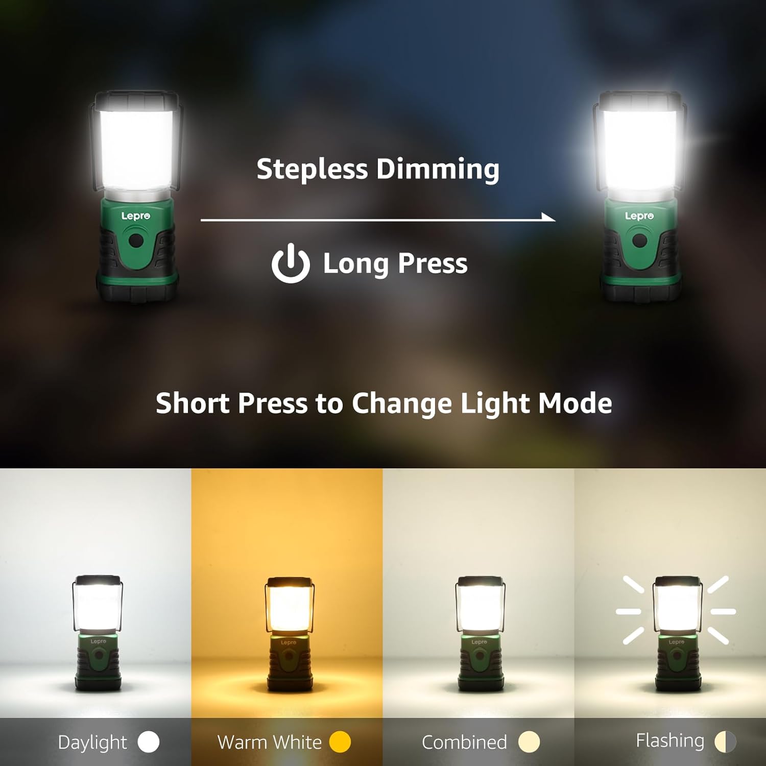 Lepro LED Camping Lantern Cool White 4 Lighting Modes