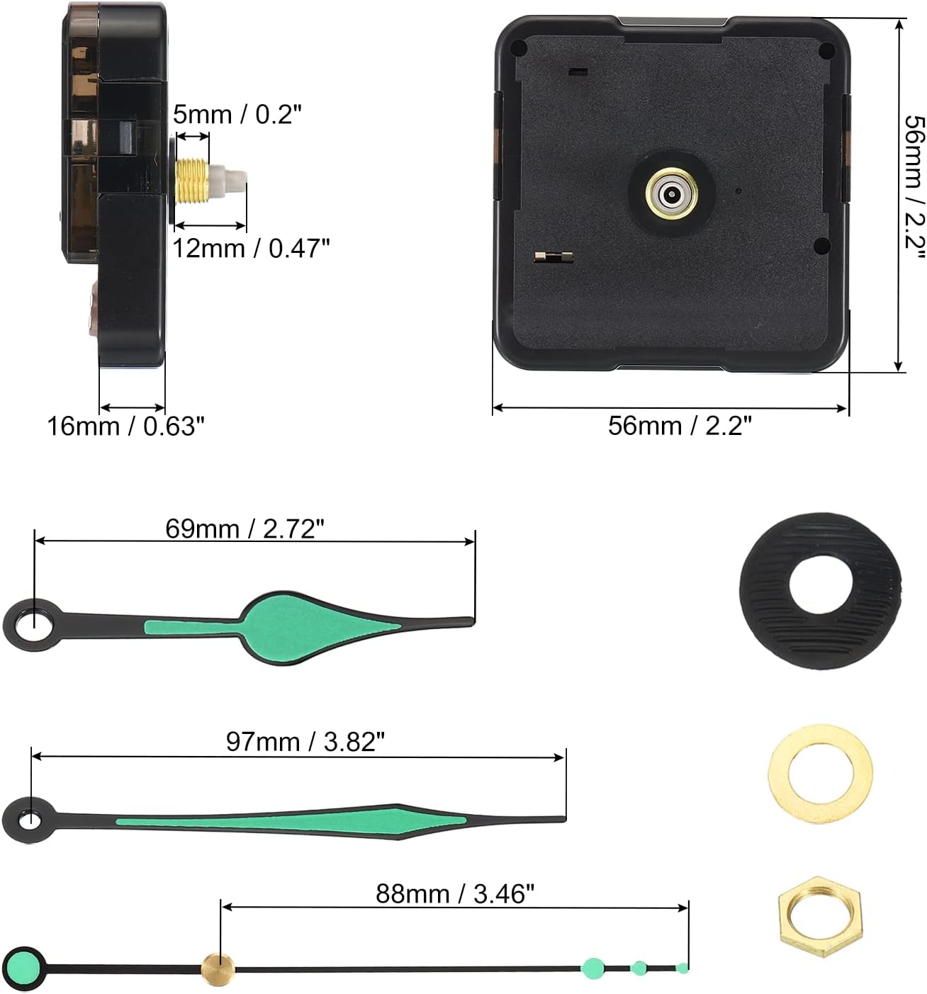 Silent Battery- Operated Clock Mechanism for DIY Replacement