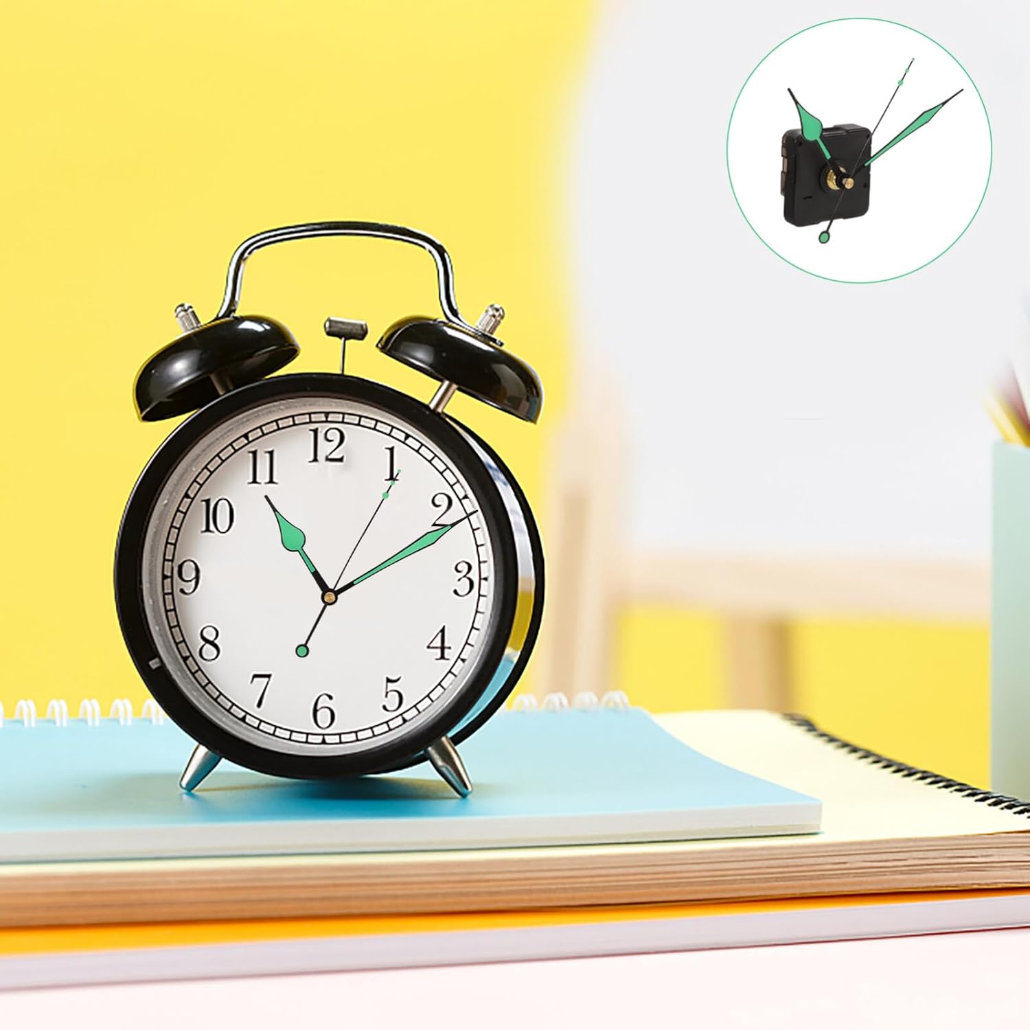 UOnlytech Luxury Clock Hands Luminous Plastic DIY Wall Clocks with Replaceable Movement Parts