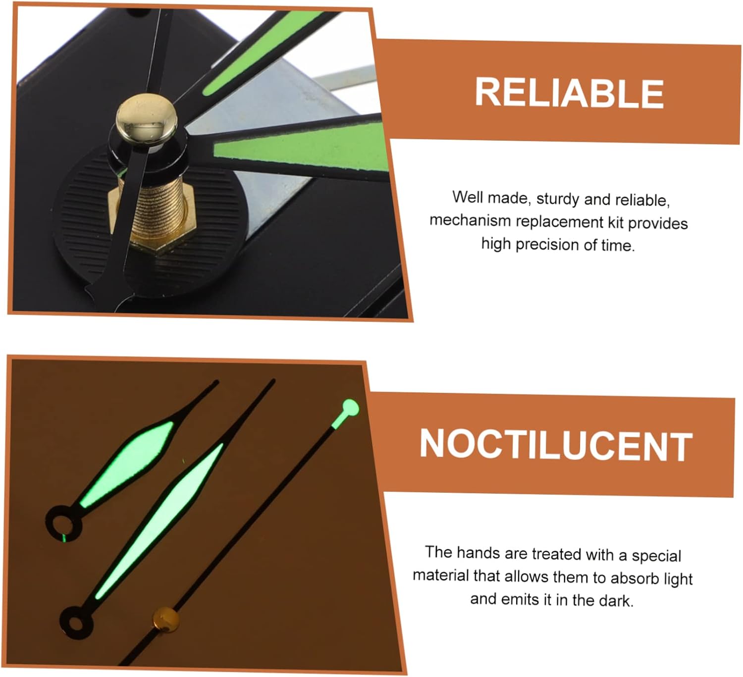 DOITOOL Glow The Dark Battery-Operated Quartz Clock Movement Replacement Kit