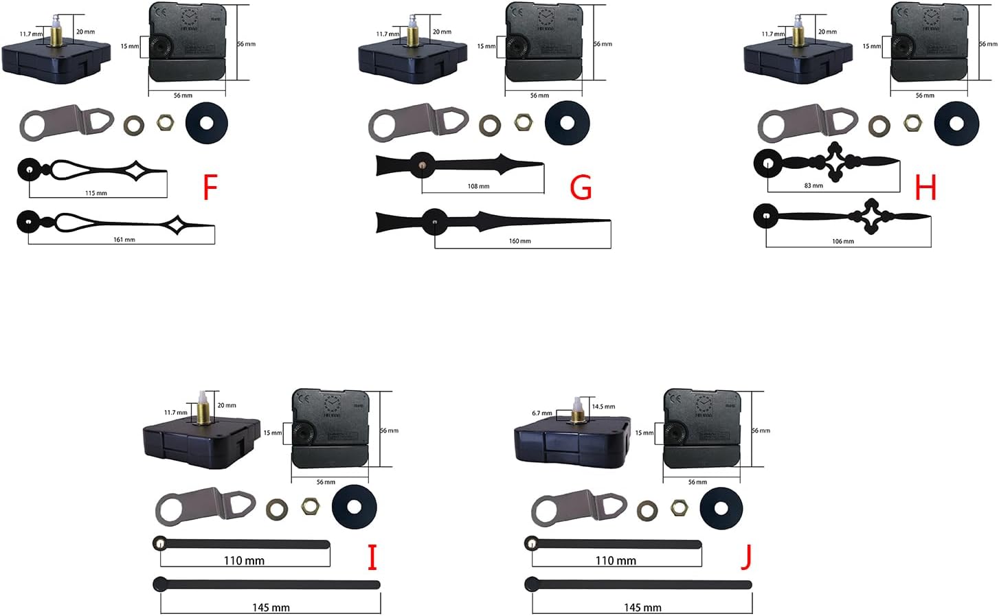 JzcsdkSIL Torque Clock Movement Kit Long Shaft Hand Operated
