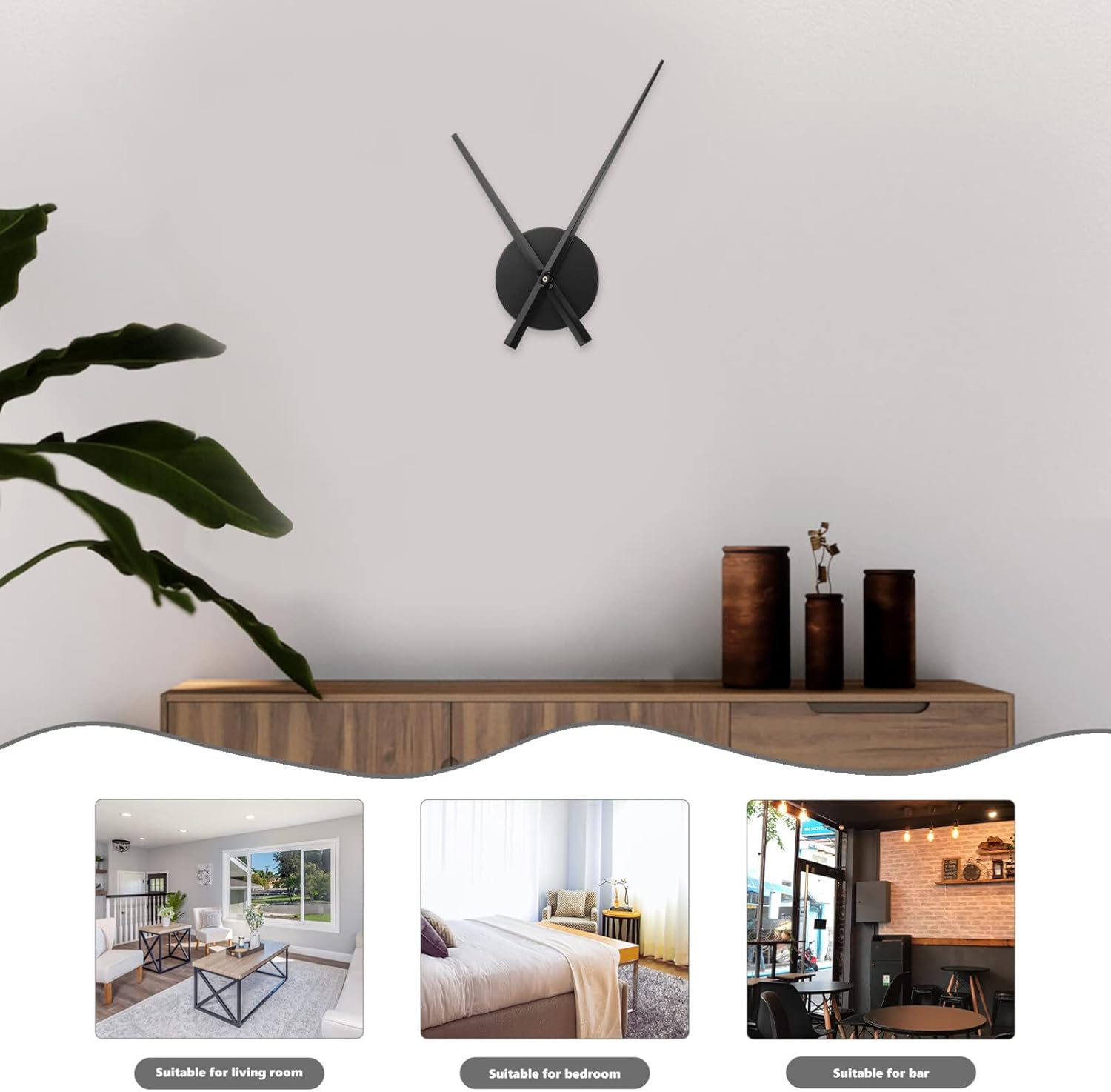 Premium silent 3D wall clock movement for DIY quartz clocks Black