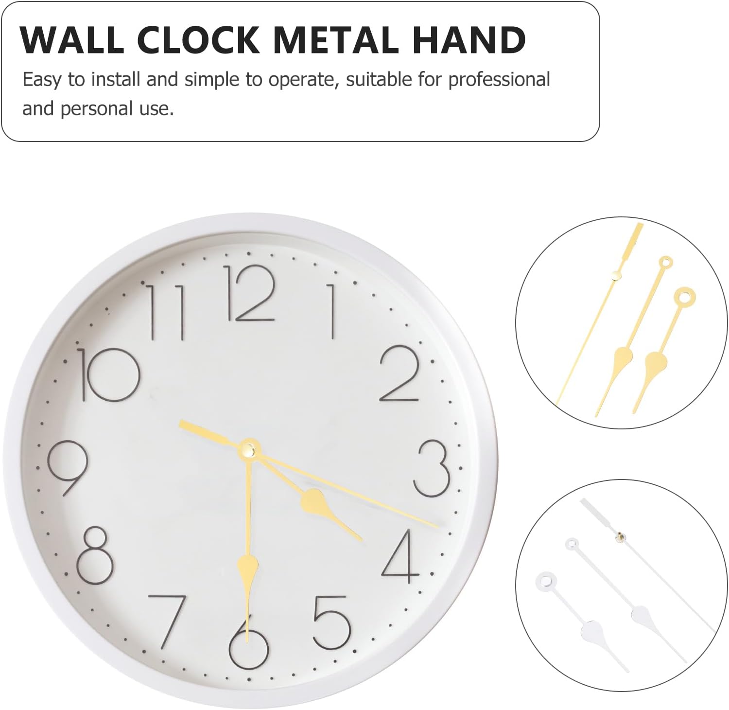 Hemobllo Clock Hands Kit - 10 Aluminum Gold Wall Clock Replacement Accessories Golden