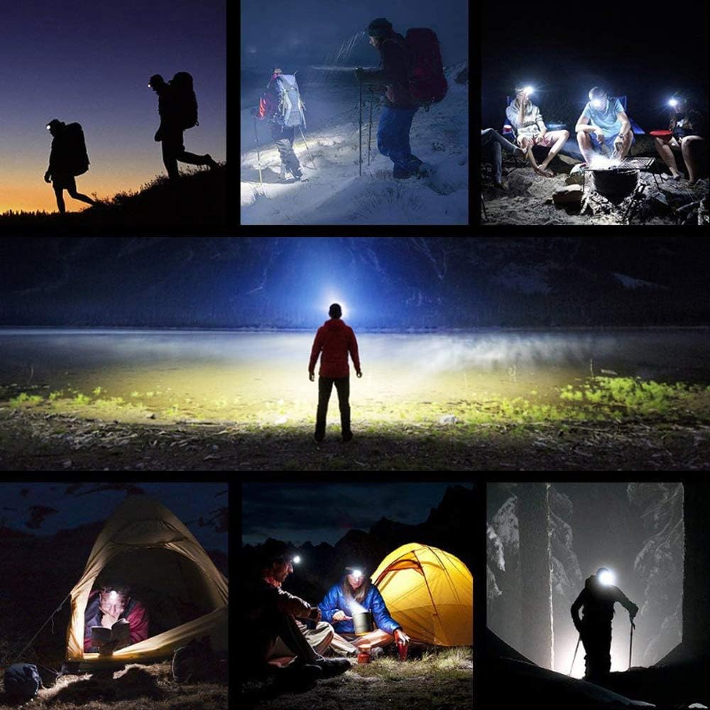 2 Pack Rechargeable Forehead Head Light - Night Walking Construction Headlamp US