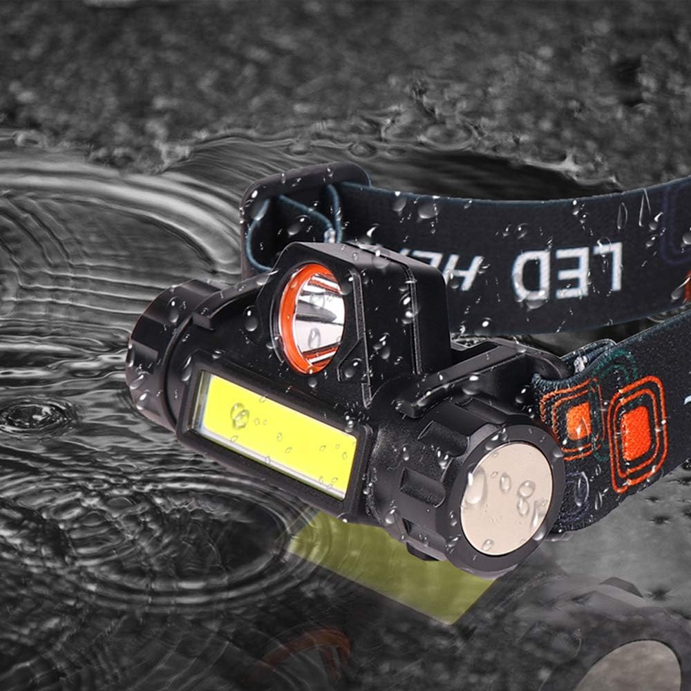 2 Pack Rechargeable Forehead Head Light - Night Walking Construction Headlamp US