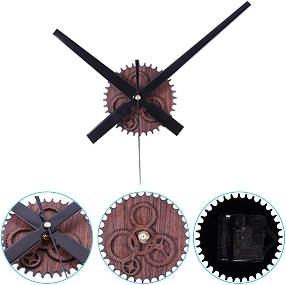 Retro Noiseless Wall Clock Silent Movement Kit Mahogany
