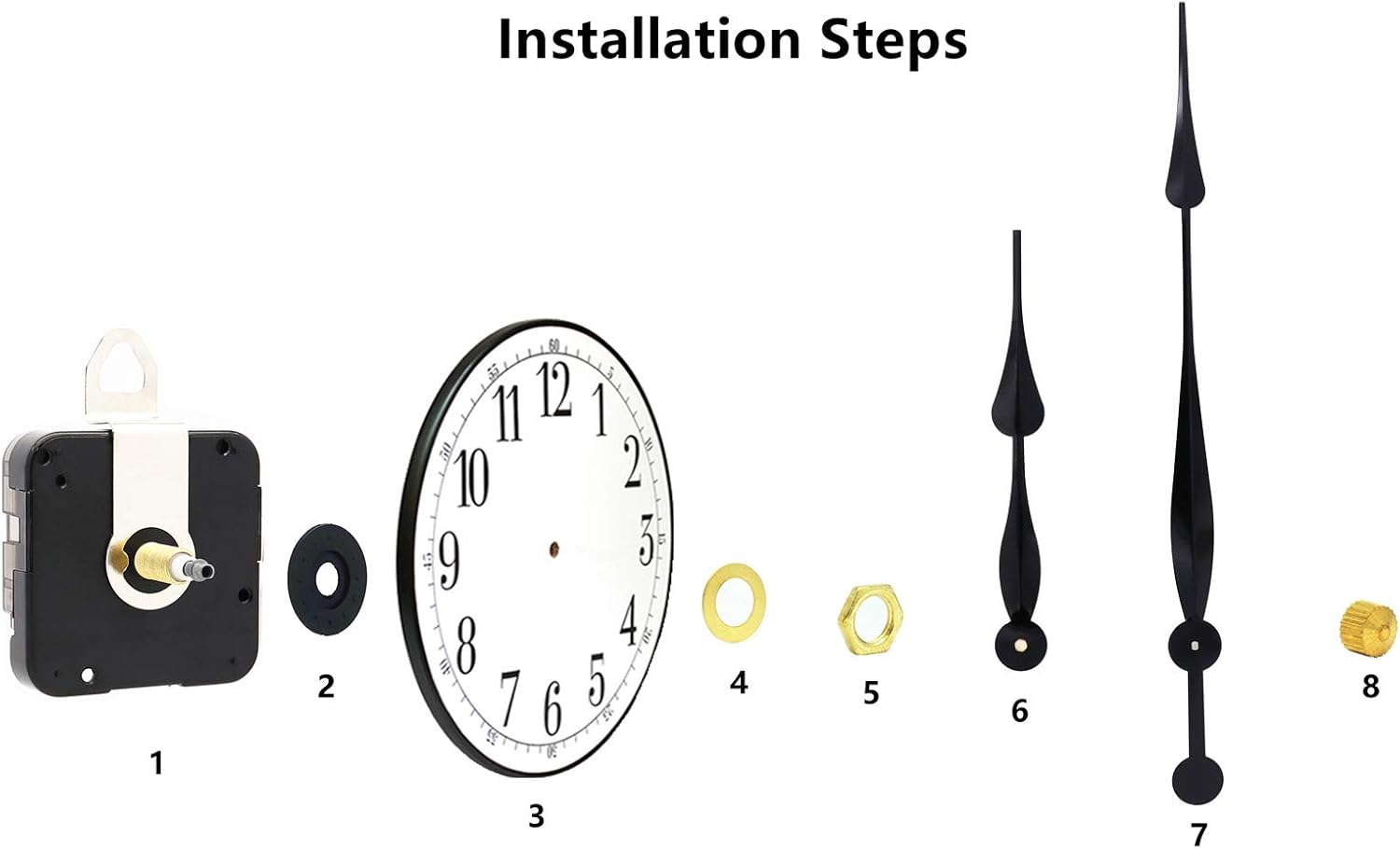 TIKROUND - Uncommentable Clock Movement with Long Shaft 12-Inch Hands