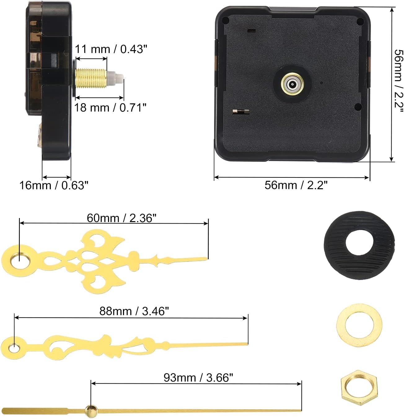 PATIKIL 2 Pc Quiet Battery Operated Wall Clock Movement Kit