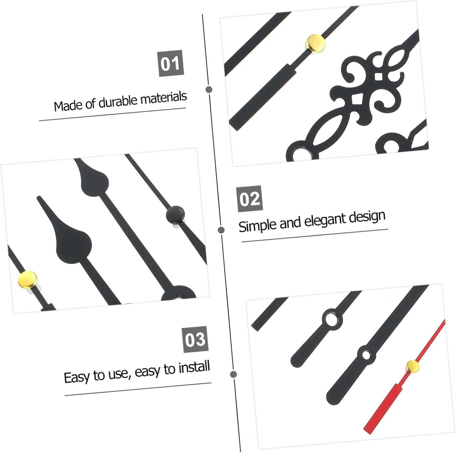 Sturdy Plastic Clock Hands Kit for Wall Clock Repair
