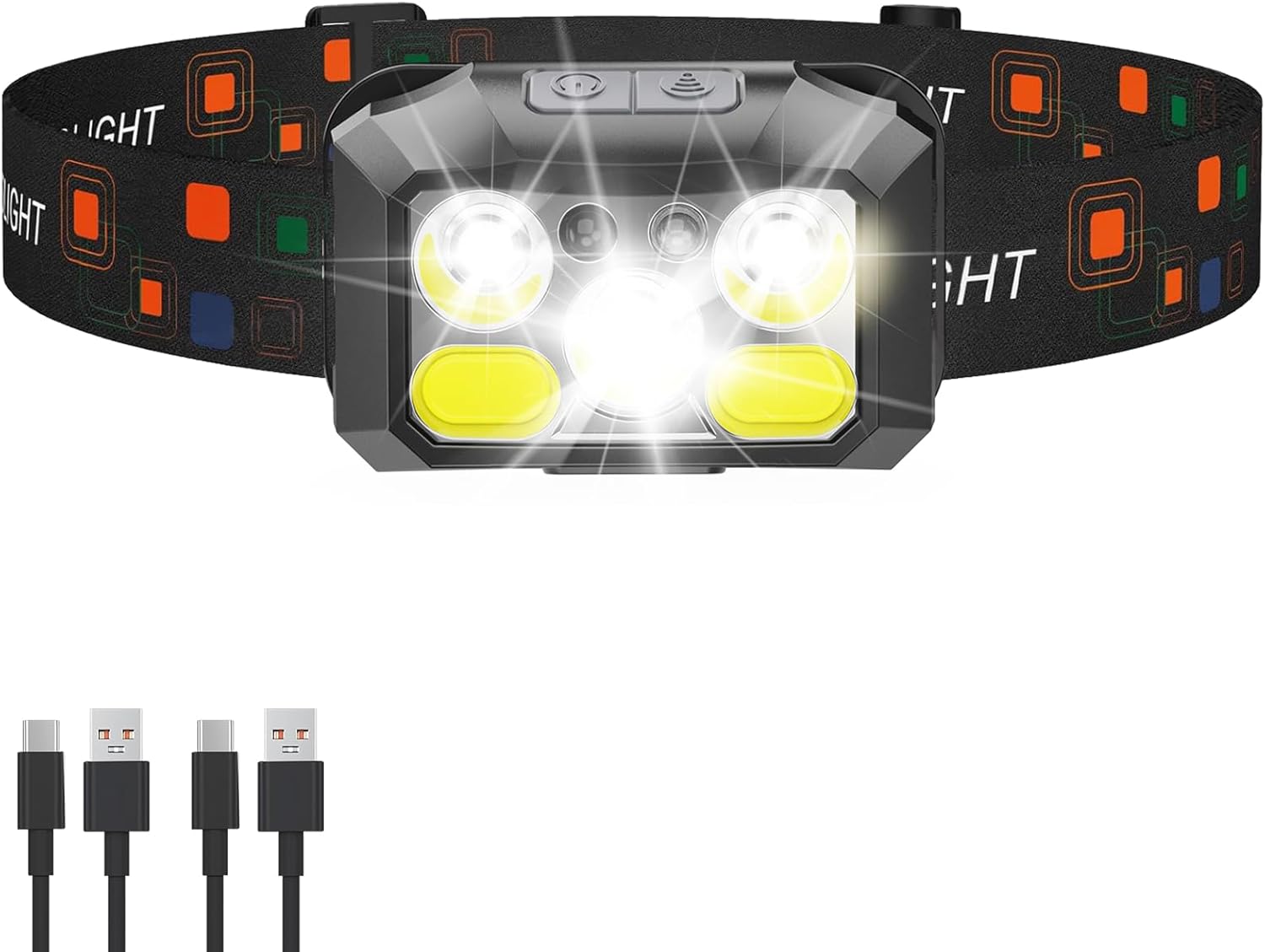 1200 Lumens Headlamp for Camping Hiking Rechargeable Waterproof and Great Battery Life