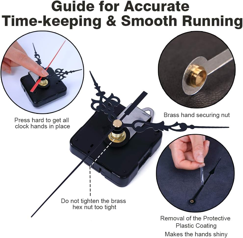Precision Clock Mechanism Kit with 3 Replacement Hands for DIY Repair