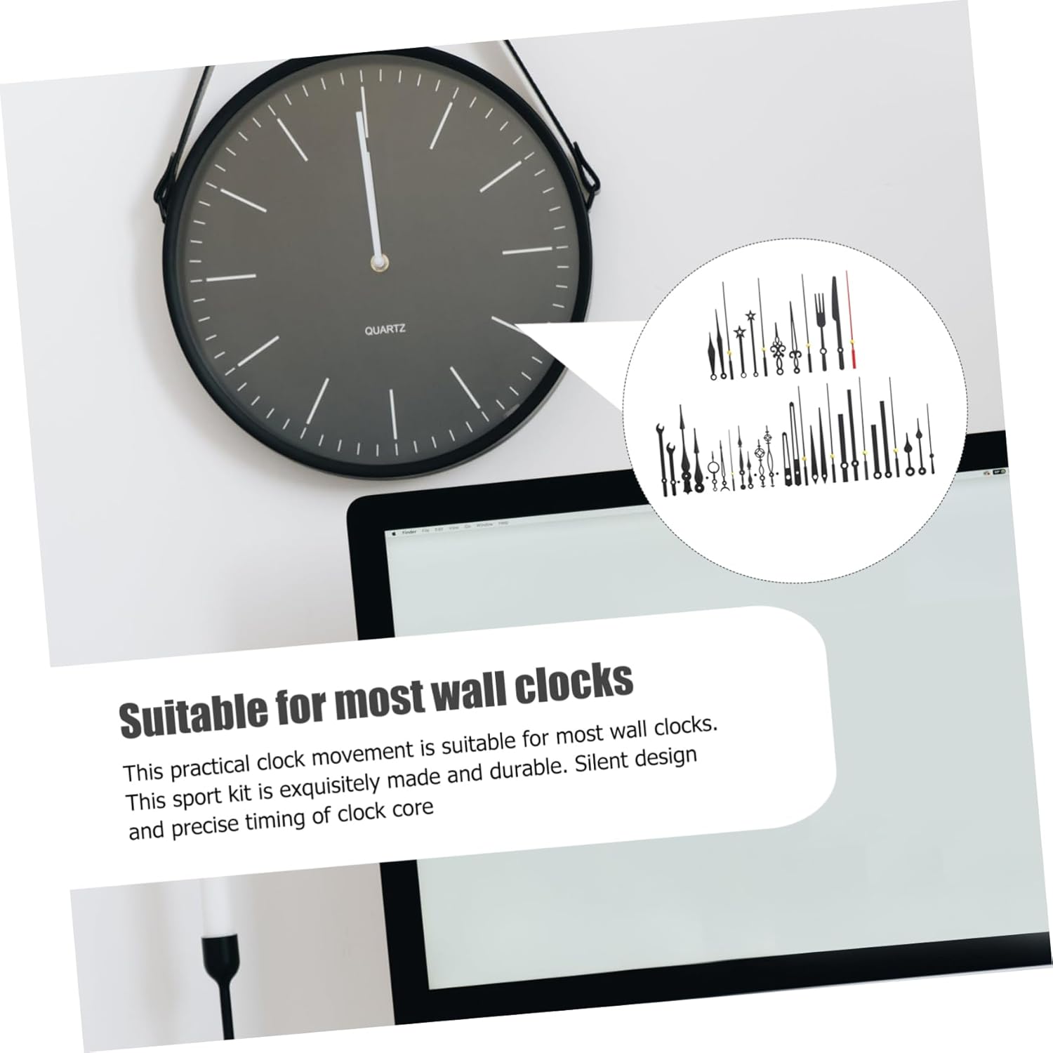 Sturdy Plastic Clock Hands Kit for Wall Clock Repair