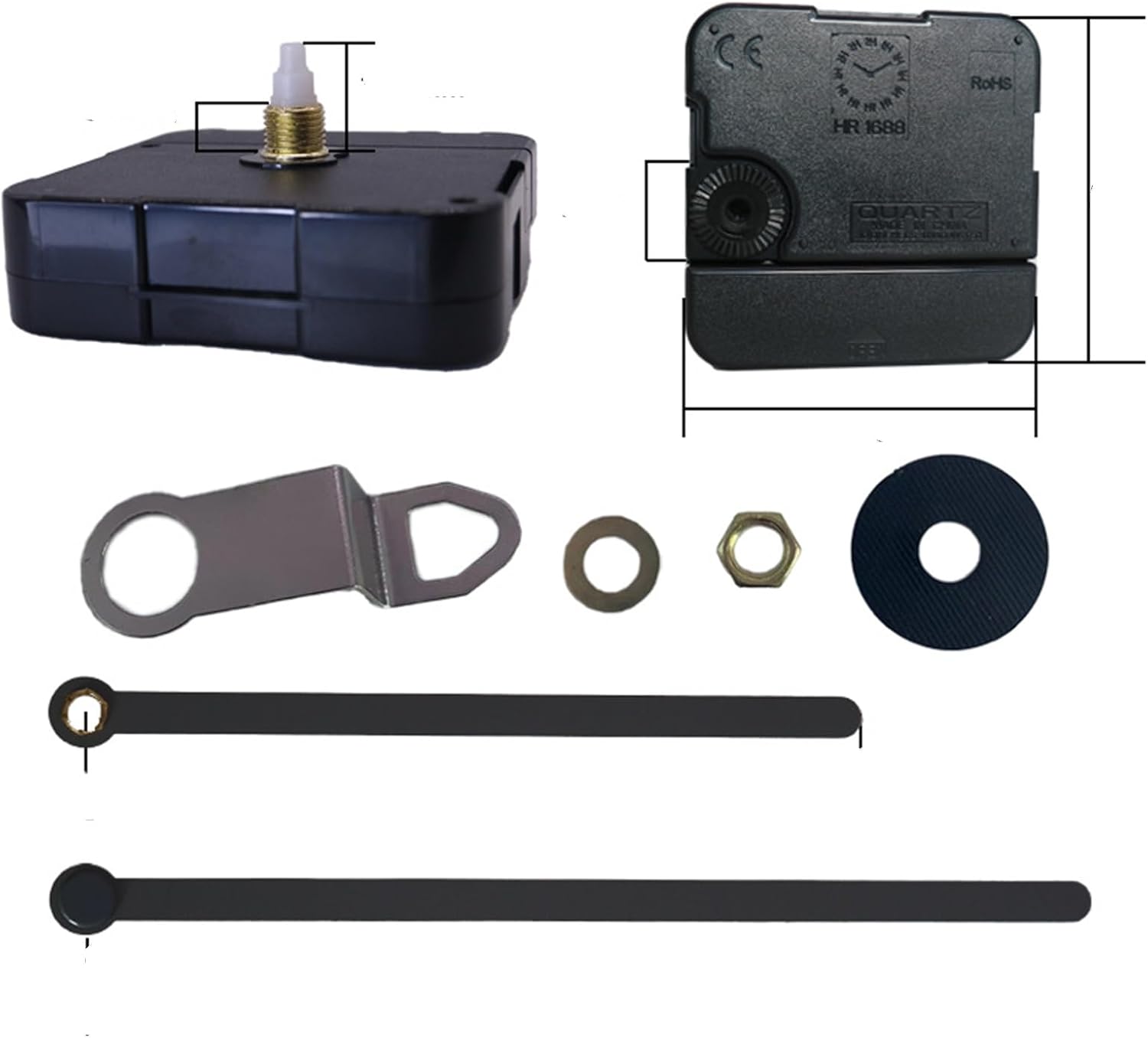 JzcsdkSIL Torque Clock Movement Kit Long Shaft Hand Operated