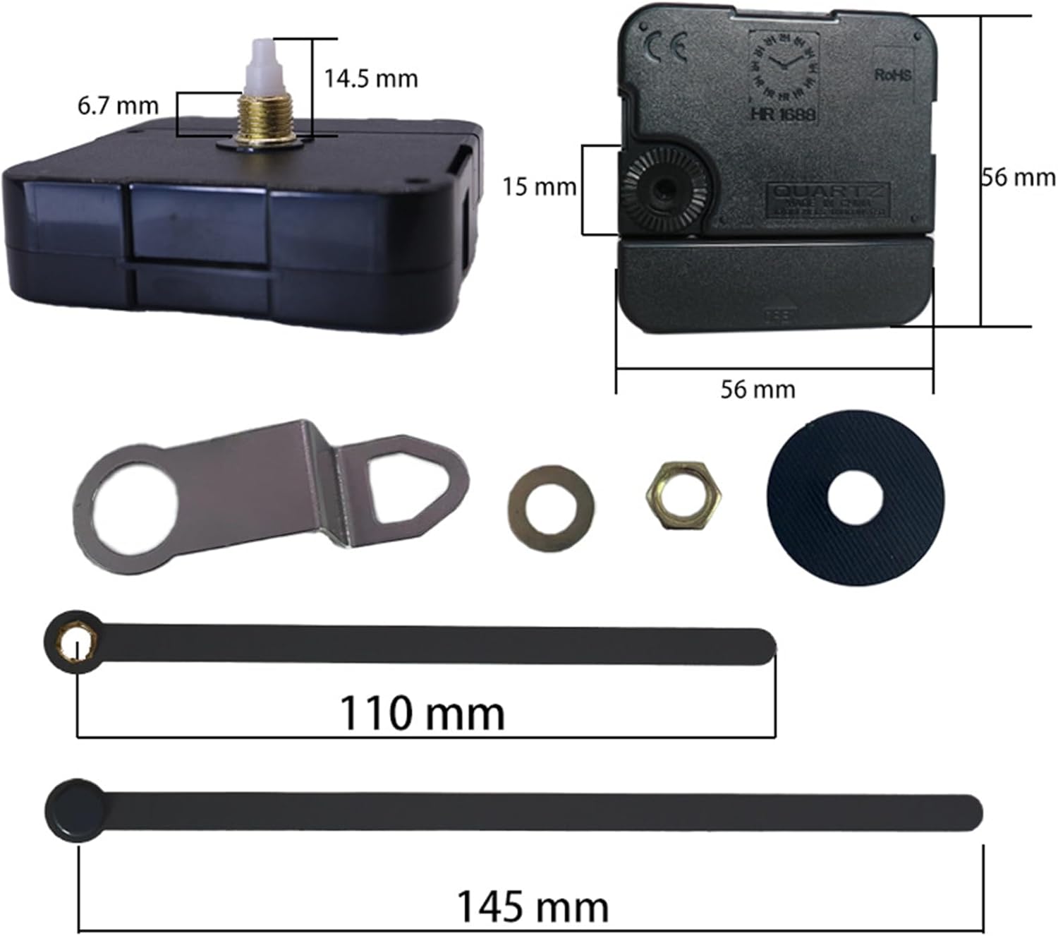 JzcsdkSIL Torque Clock Movement Kit Long Shaft Hand Operated