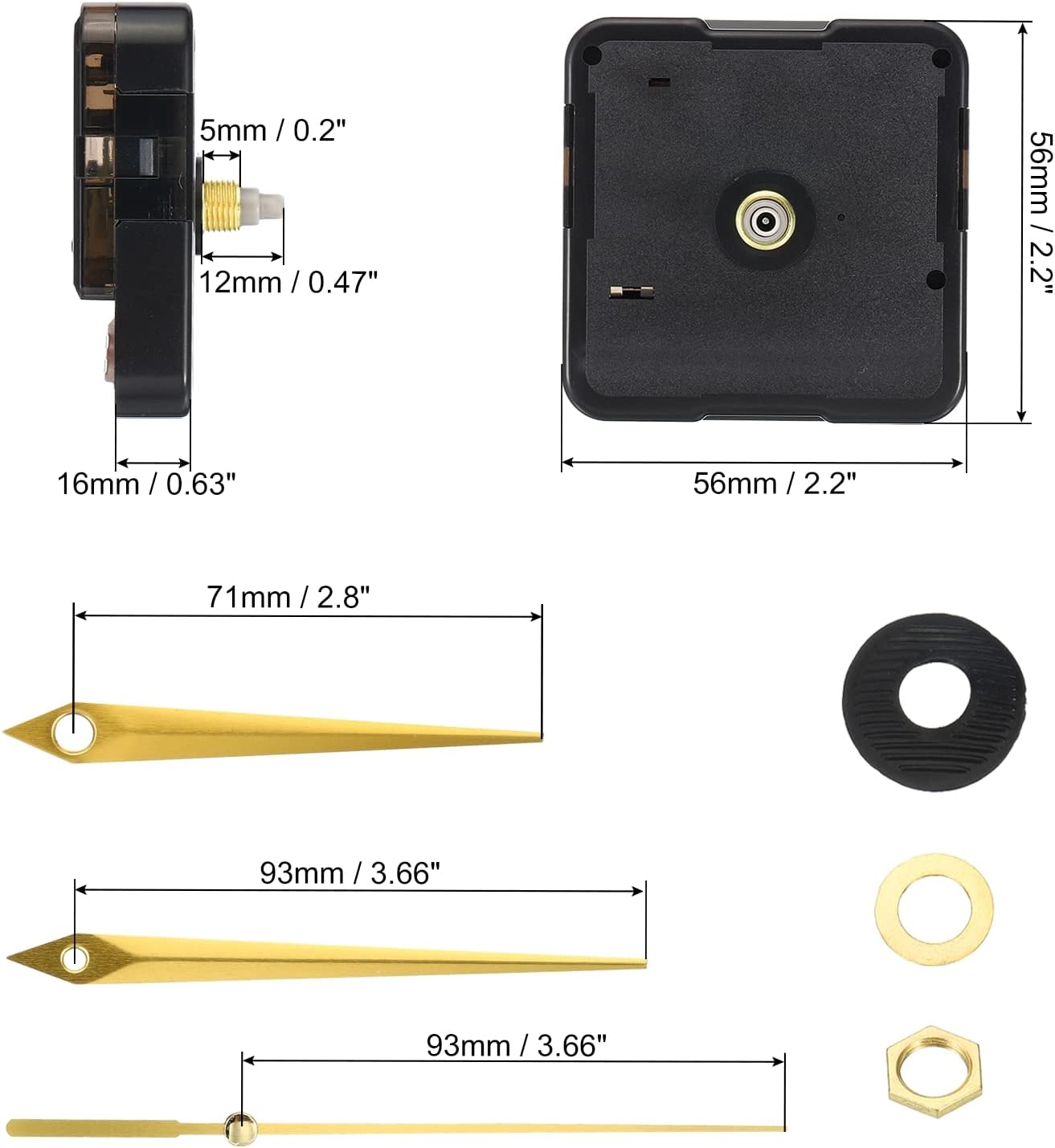 Replacement Clock Movement Kit for DIY Wall Clocks Quiet Accurate Battery-Operated