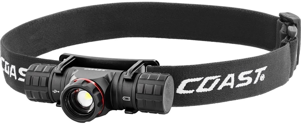 Coast XPH25R 410 Lumen Rechargeable Dual Power Headlamp with Pure Beam Twist Focus and Magnetic Base