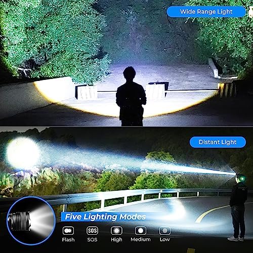 UOATEPC Rechargeable LED Headlamp 100000 Lumens Adjust