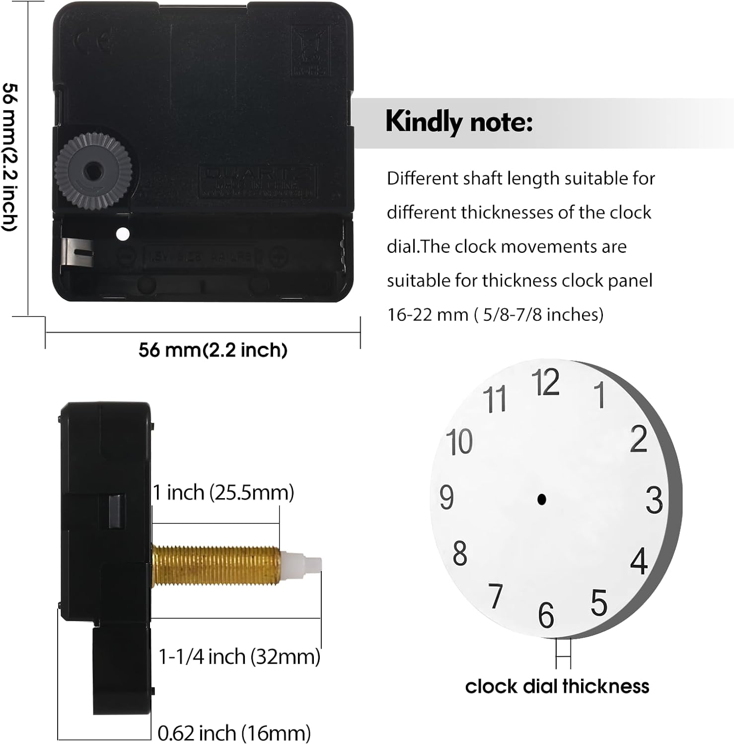 32mm Long Shaft Silent Clock Movement
