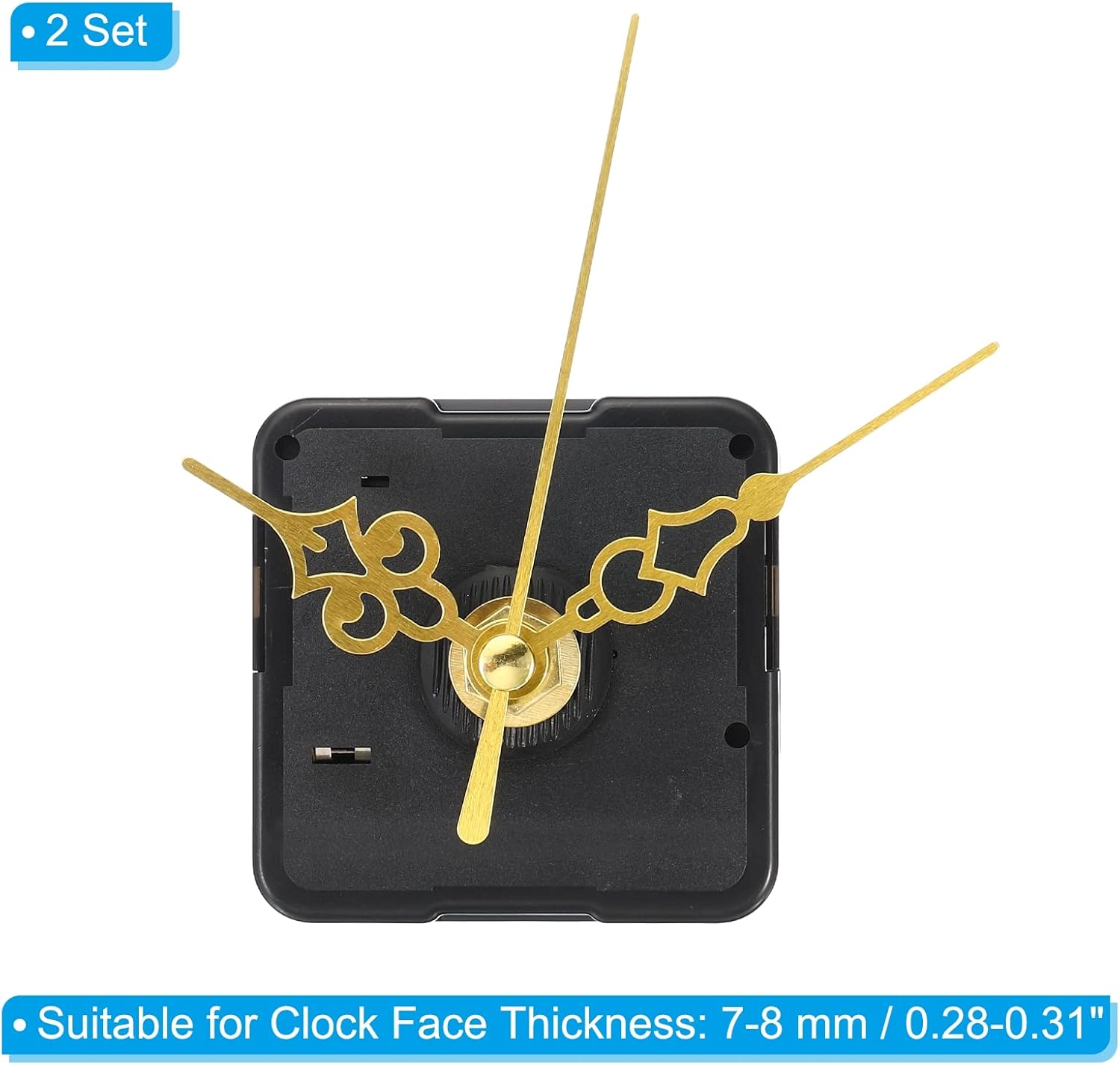 PrecisionMP10 Replacement Clock Mechanism 2-Pack Long Shaft Battery-Free Quiet Accurate