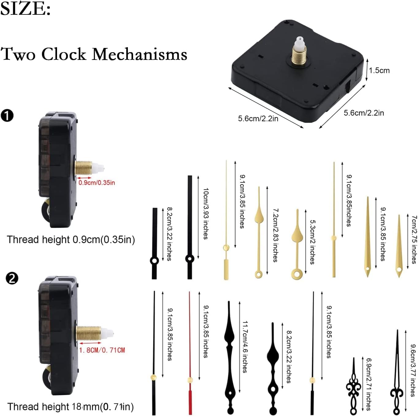 Two Piece Wall Clock Mechanism Replacement Kit Aluminum Silent Movement Easy to Install