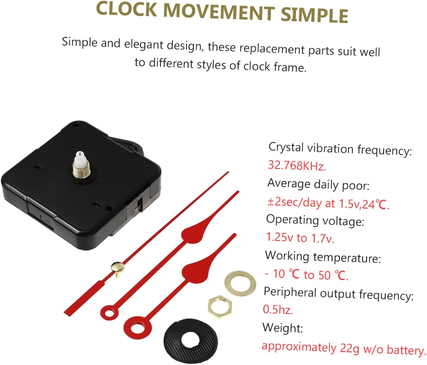 Silent Quartz Clock Movement Set