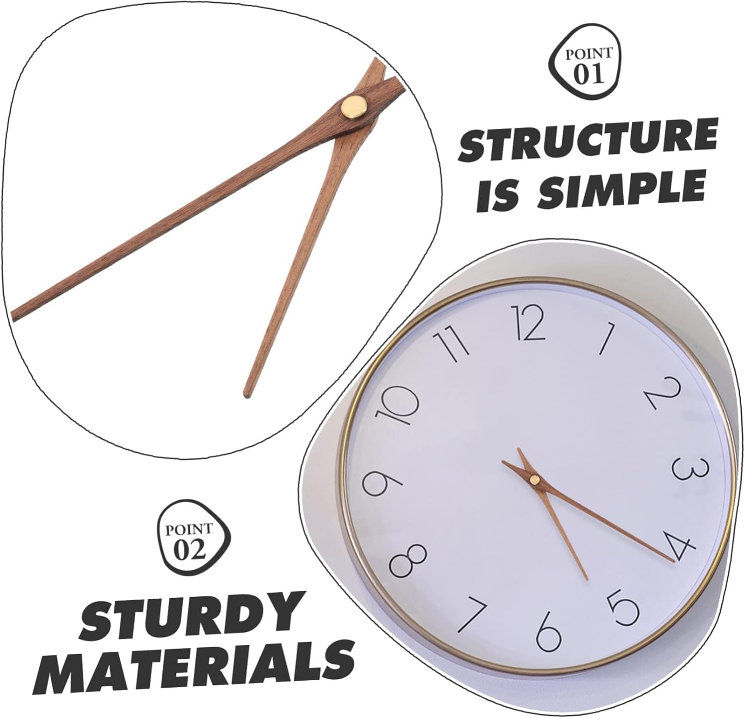 ETHZZLE - 5PC Wood Brass Clock Pointers for DIY Clocks