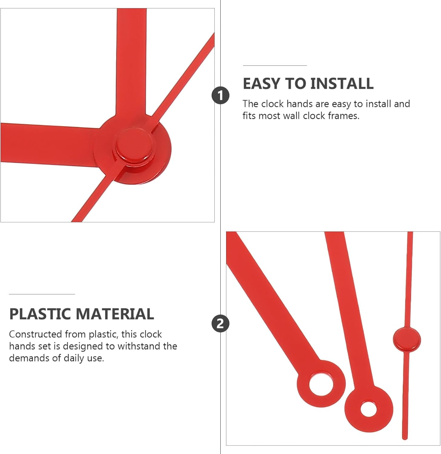 Simple Wall Clock Hands Kit - 10 Replacement Parts for DIY Clock Repair