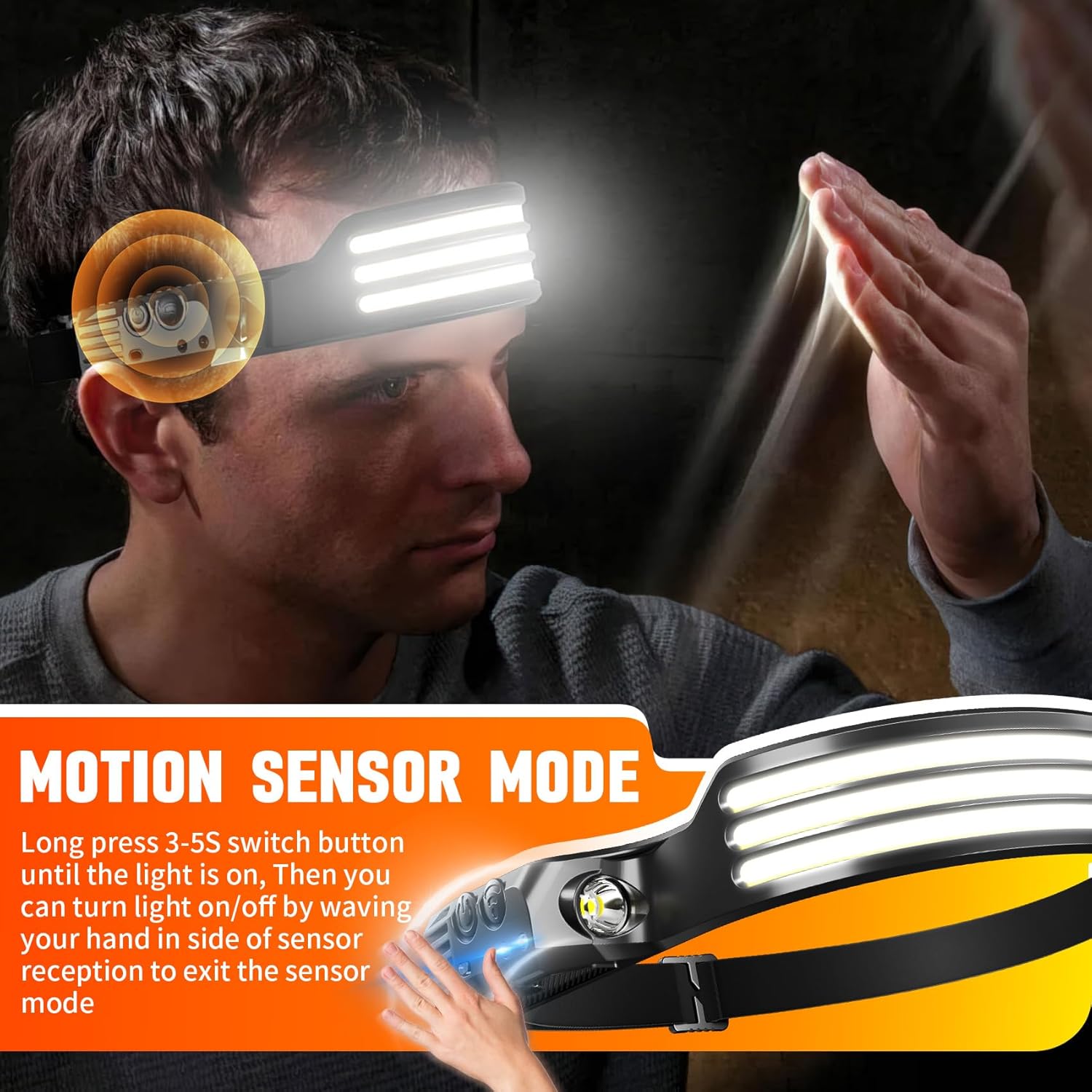 AXRUNZE 6-Pack Rechargeable Headlamp Set with 230 Super Bright Wide Beam