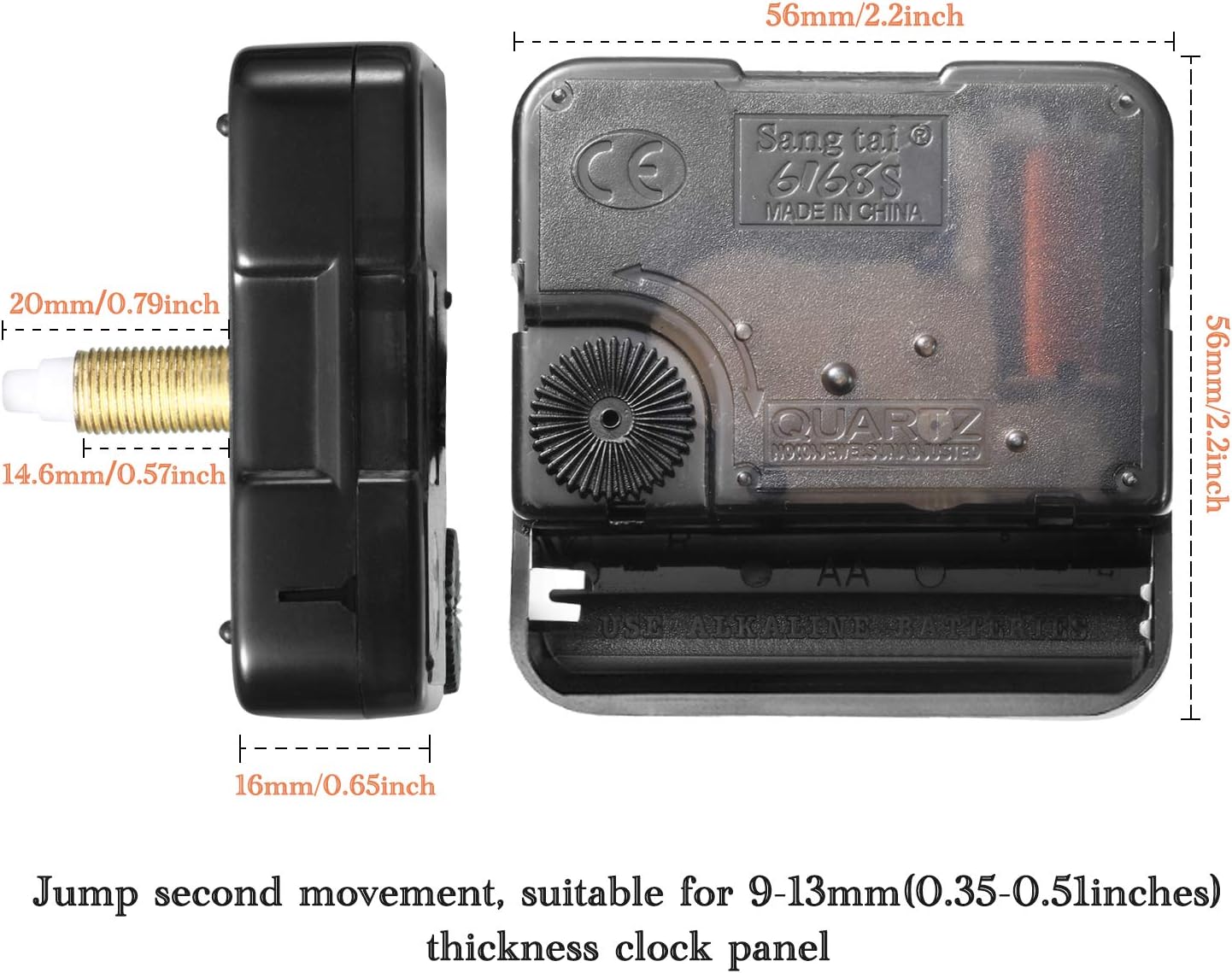 5-Piece Replacement Set for Wall Clock Repair with 20 MM Shaft