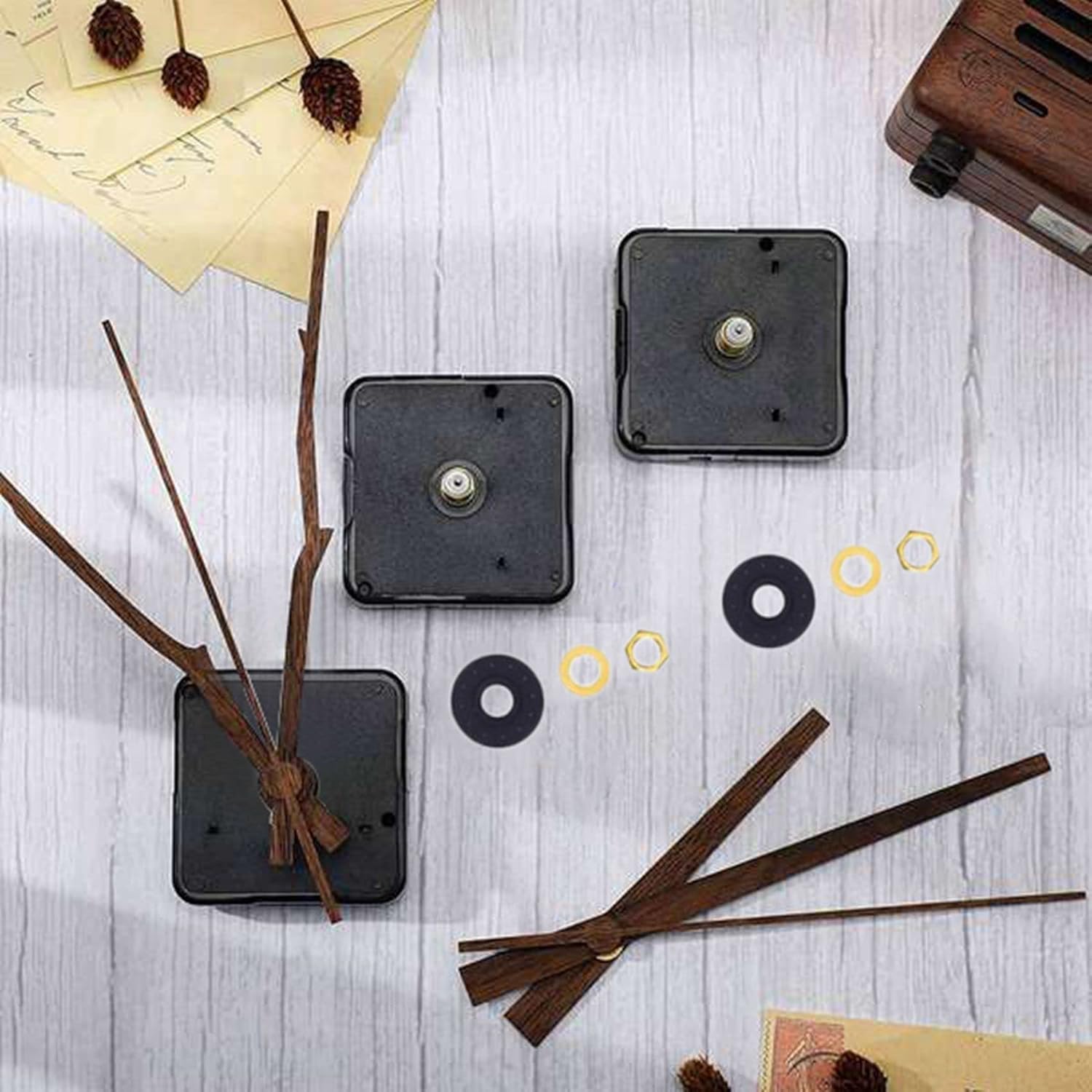 2Pc Wall Clock Timer Kit with WALnut Hands for DIY Repair Replacement
