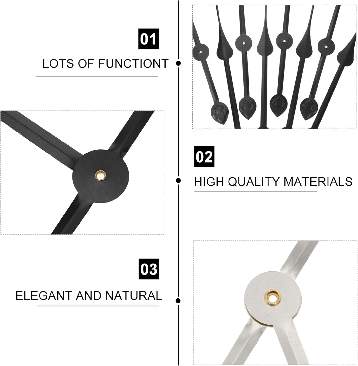 DOITOOL 4Pcs Wall Clock Extra Long Hands Mechanism