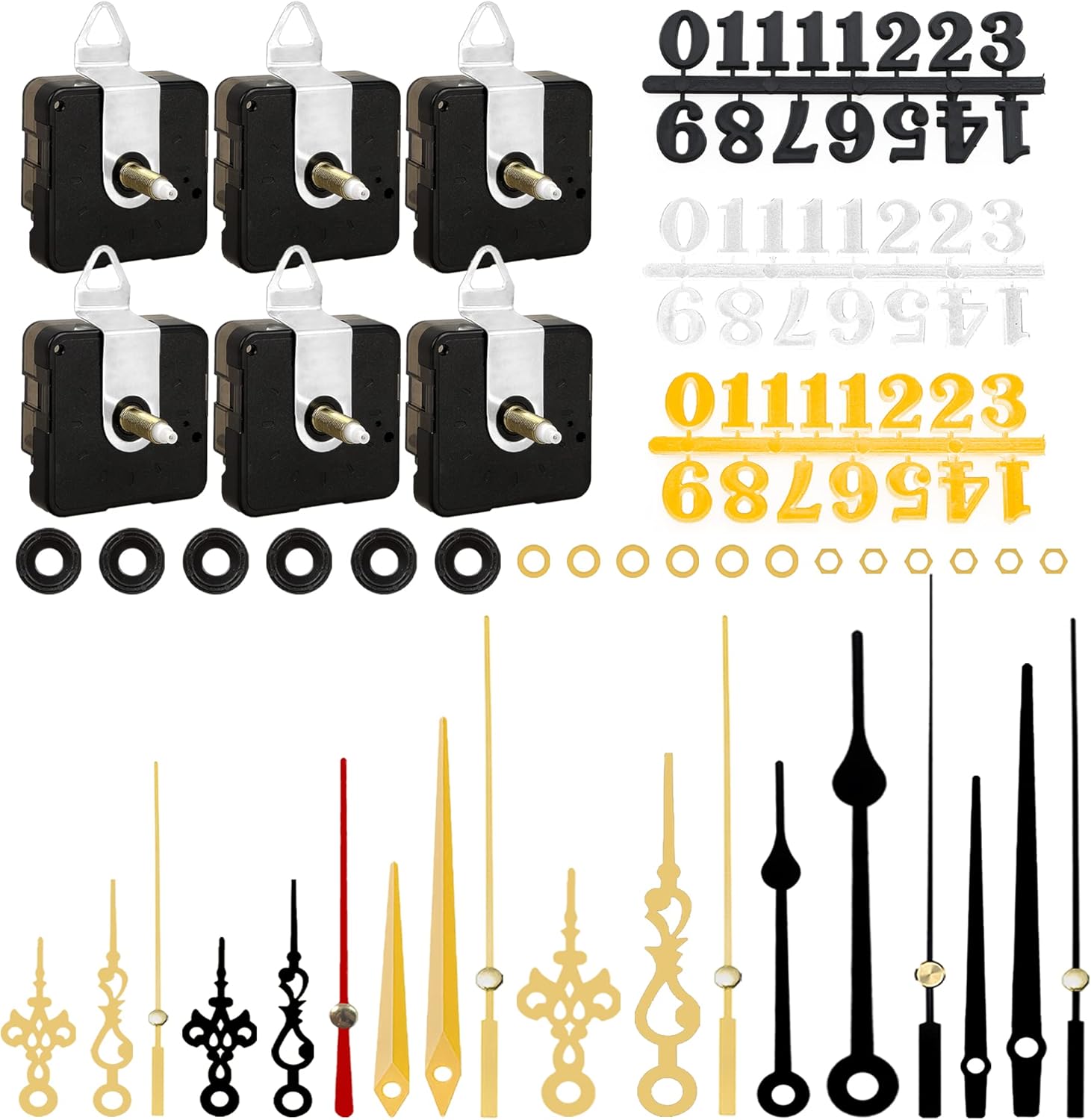 Parao 6-Piece Clock Mechanism Kit for DIY Wall Clocks and Repairs